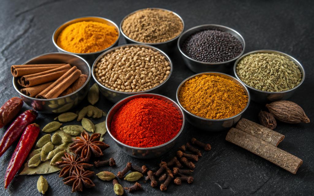 Homemade Indian masalas and whole spices